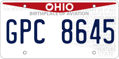 OH license plate GPC8645