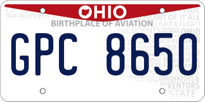 OH license plate GPC8650
