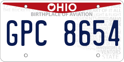 OH license plate GPC8654