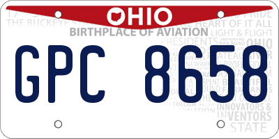 OH license plate GPC8658