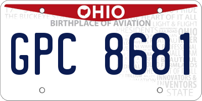 OH license plate GPC8681
