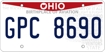 OH license plate GPC8690