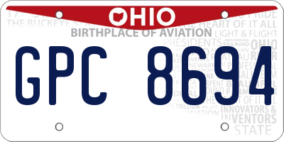 OH license plate GPC8694