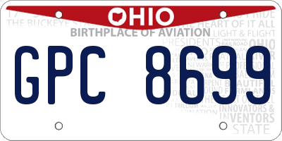OH license plate GPC8699
