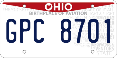 OH license plate GPC8701
