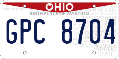 OH license plate GPC8704