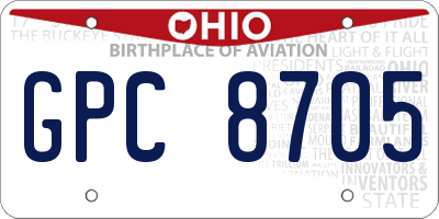 OH license plate GPC8705