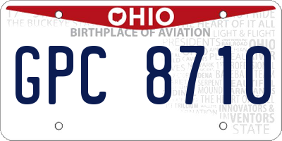 OH license plate GPC8710