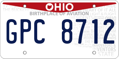 OH license plate GPC8712