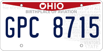 OH license plate GPC8715