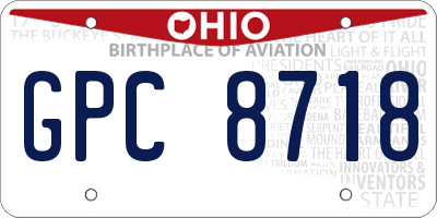 OH license plate GPC8718