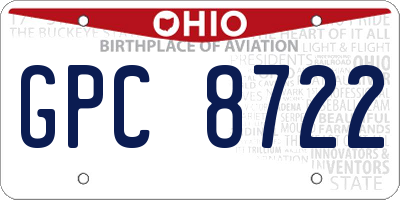 OH license plate GPC8722