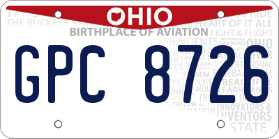 OH license plate GPC8726