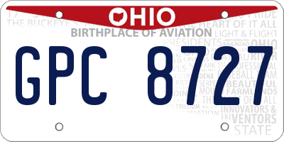 OH license plate GPC8727