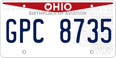 OH license plate GPC8735
