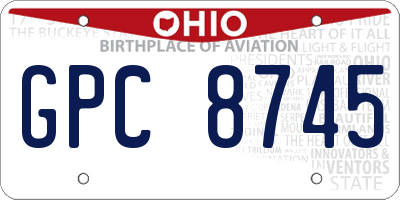 OH license plate GPC8745