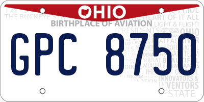 OH license plate GPC8750