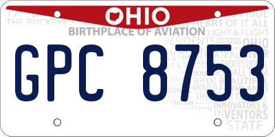 OH license plate GPC8753