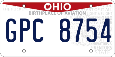 OH license plate GPC8754