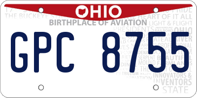 OH license plate GPC8755