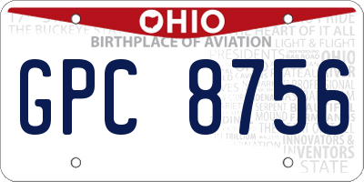 OH license plate GPC8756