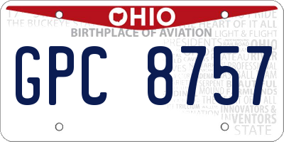 OH license plate GPC8757