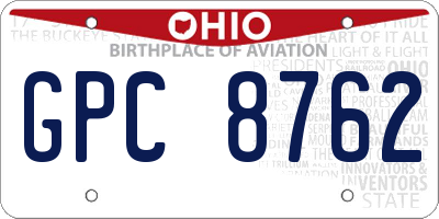 OH license plate GPC8762