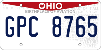 OH license plate GPC8765