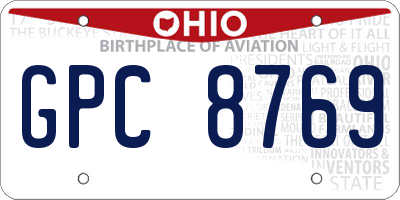 OH license plate GPC8769