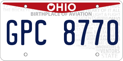 OH license plate GPC8770