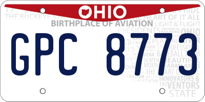 OH license plate GPC8773