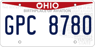 OH license plate GPC8780