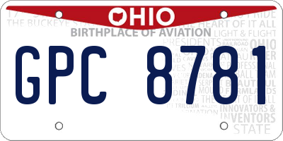 OH license plate GPC8781