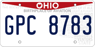 OH license plate GPC8783