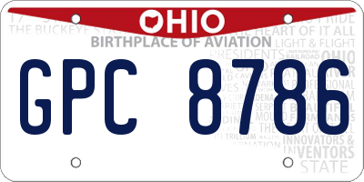 OH license plate GPC8786