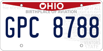 OH license plate GPC8788