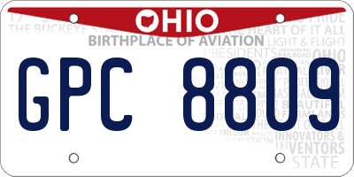 OH license plate GPC8809