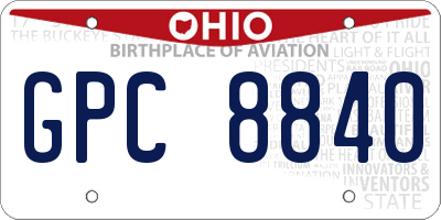 OH license plate GPC8840