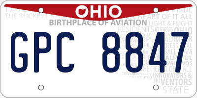 OH license plate GPC8847