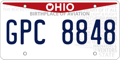 OH license plate GPC8848