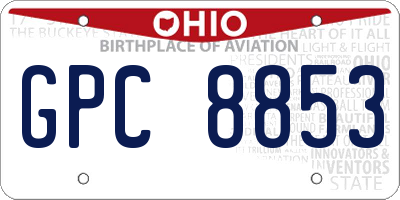 OH license plate GPC8853
