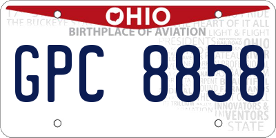 OH license plate GPC8858
