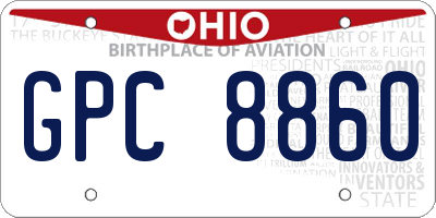 OH license plate GPC8860
