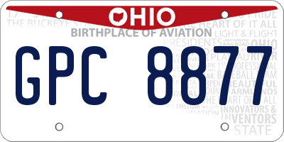 OH license plate GPC8877