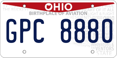 OH license plate GPC8880