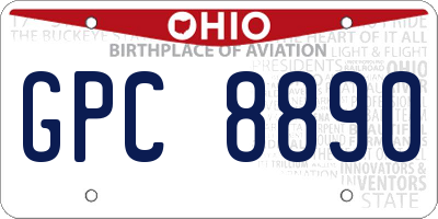 OH license plate GPC8890