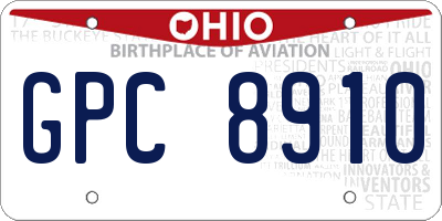 OH license plate GPC8910
