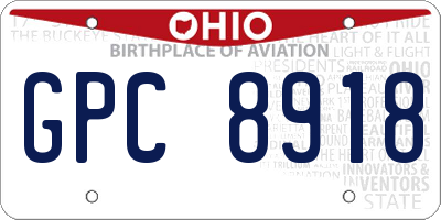 OH license plate GPC8918
