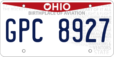 OH license plate GPC8927