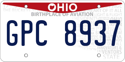 OH license plate GPC8937